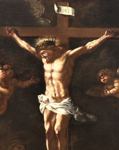 "La crucifixion" École flamande début du 17e siècle - Romano Ischia